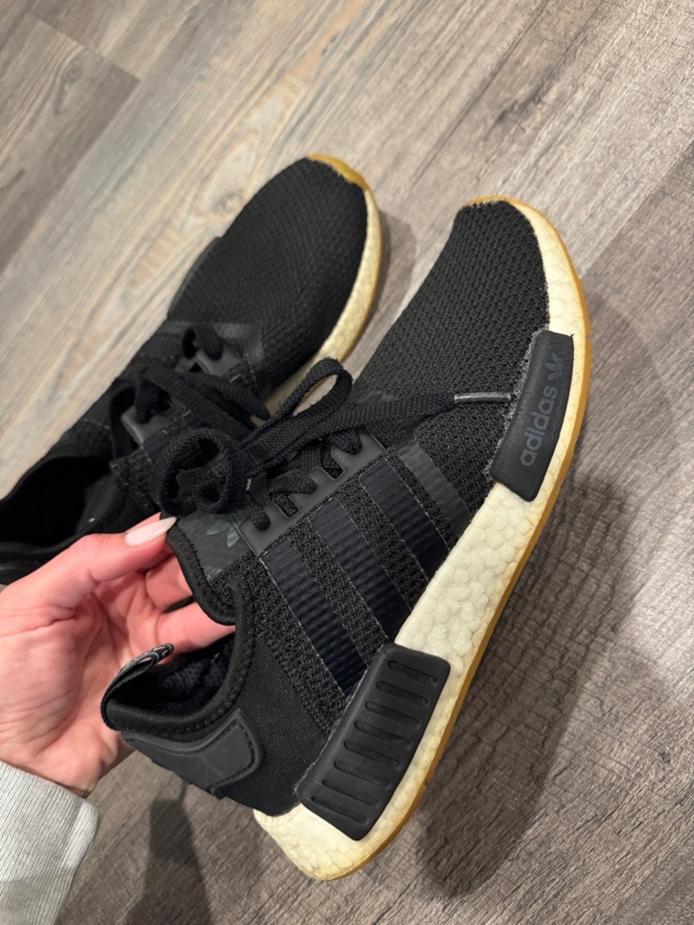 adidas Black Knit Sneakers with Cream Midsole and Gum Outsole